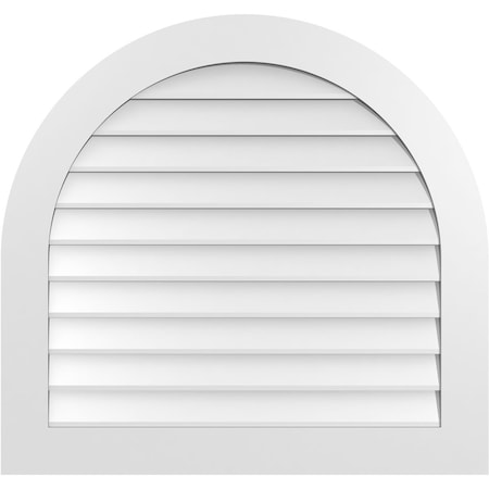 Ekena Millwork Round Top Surface Mount PVC Gable Vent: Non-Functional, w/ 3-1/2"W x 1"P Standard Frame, 36"W x 34"H GVPRT36X3401SN